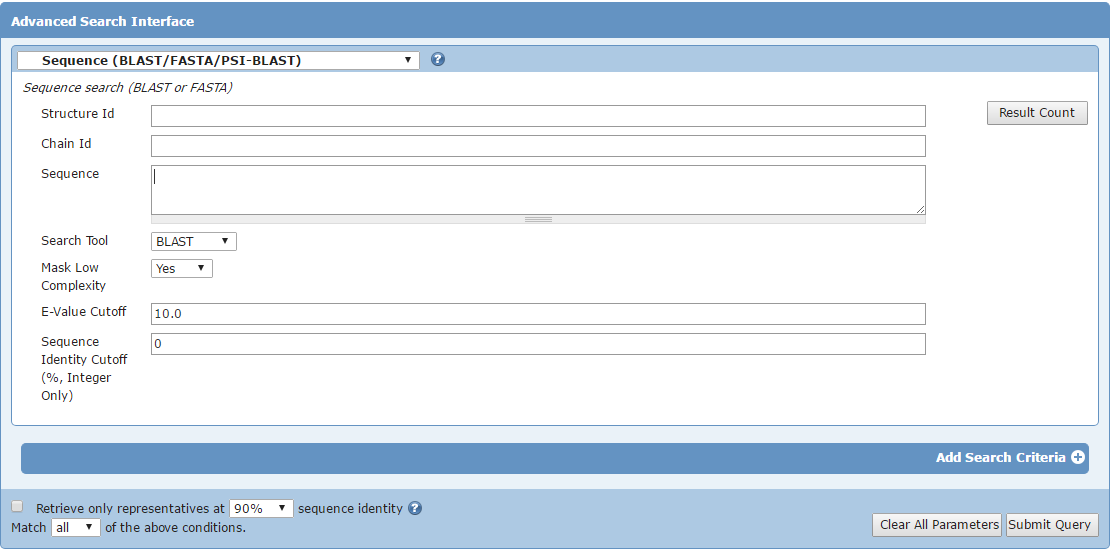 Search PDB with sequence